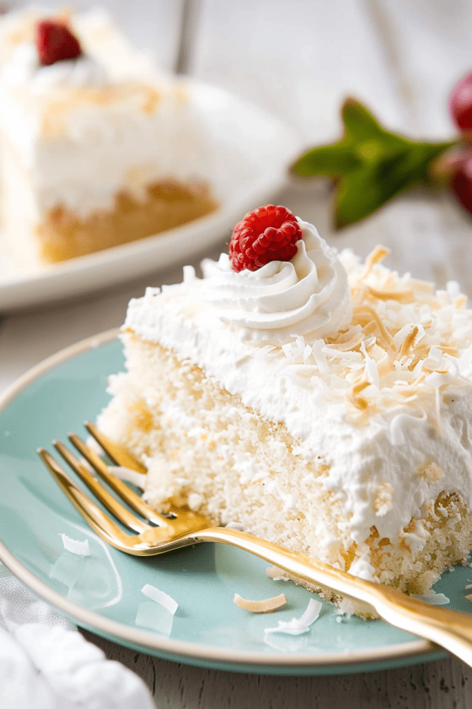 Serving Coconut Cream Poke Cake