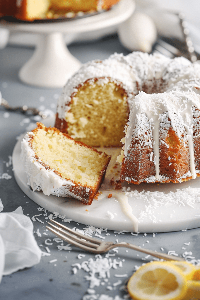 Serving Coconut Lemon Bundt Cake