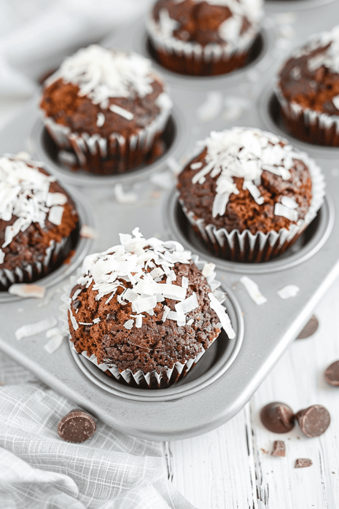 Serving Double Chocolate Coconut Muffins