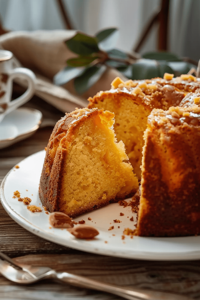 Serving Golden Rum Cake