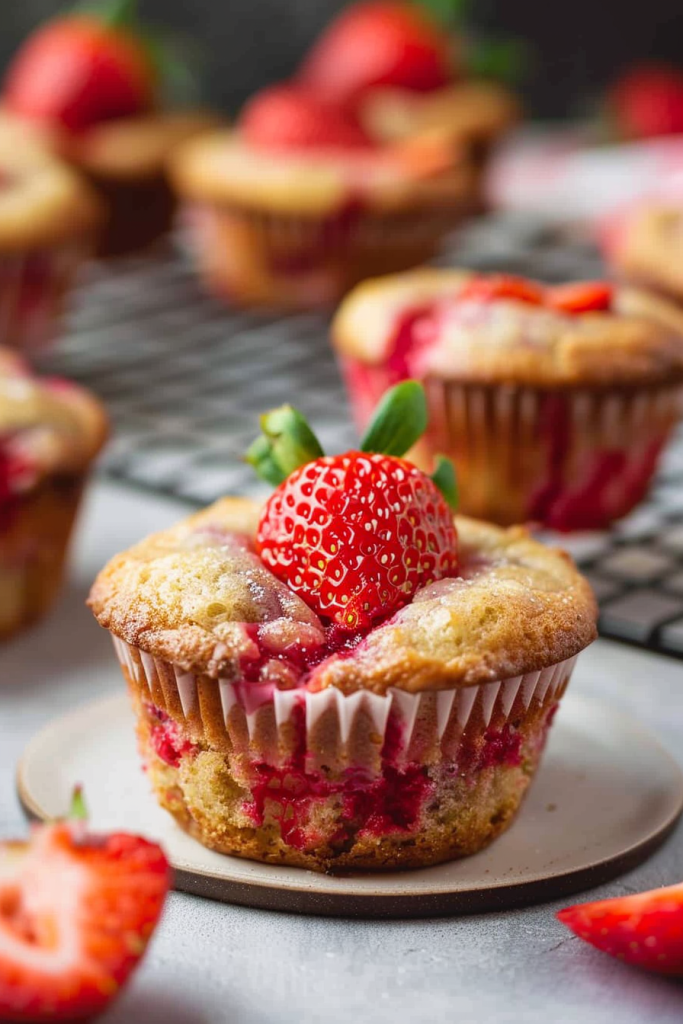 Serving Healthy Strawberry Muffins