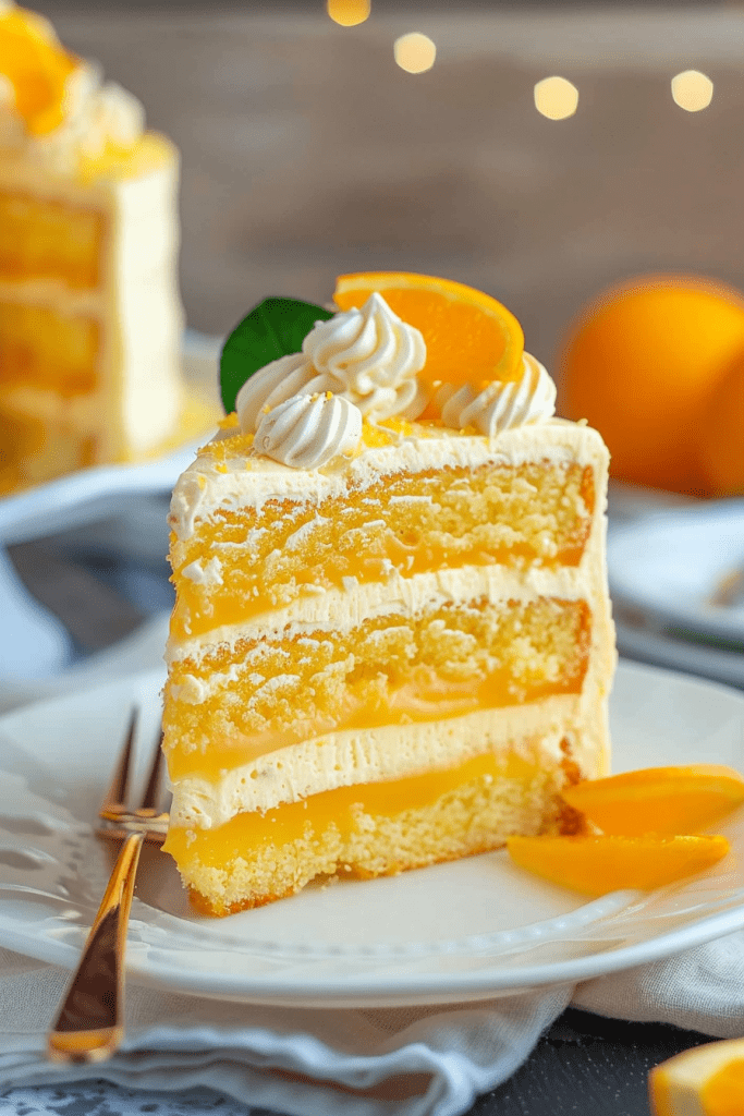 Serving Homemade Orange Julius Cake