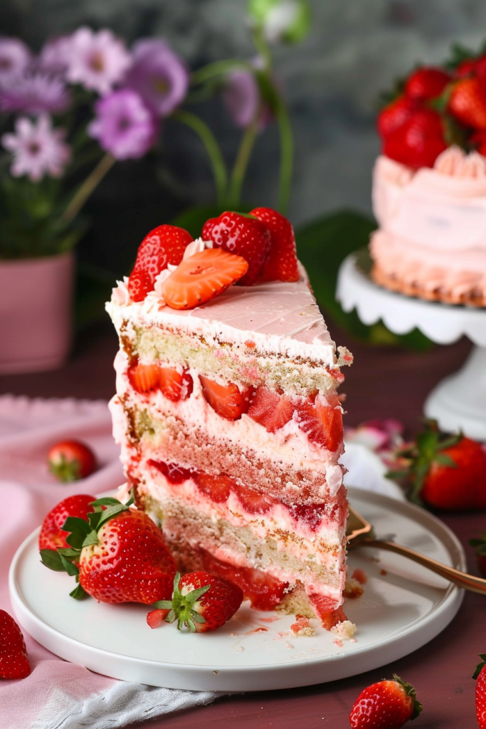 Serving Homemade Strawberry Cake