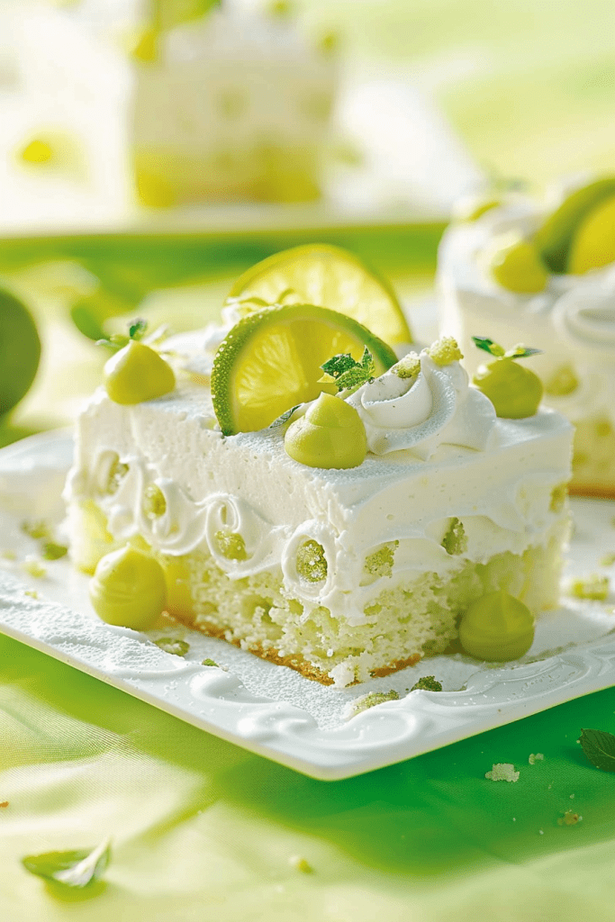 Serving Key Lime Poke Cake