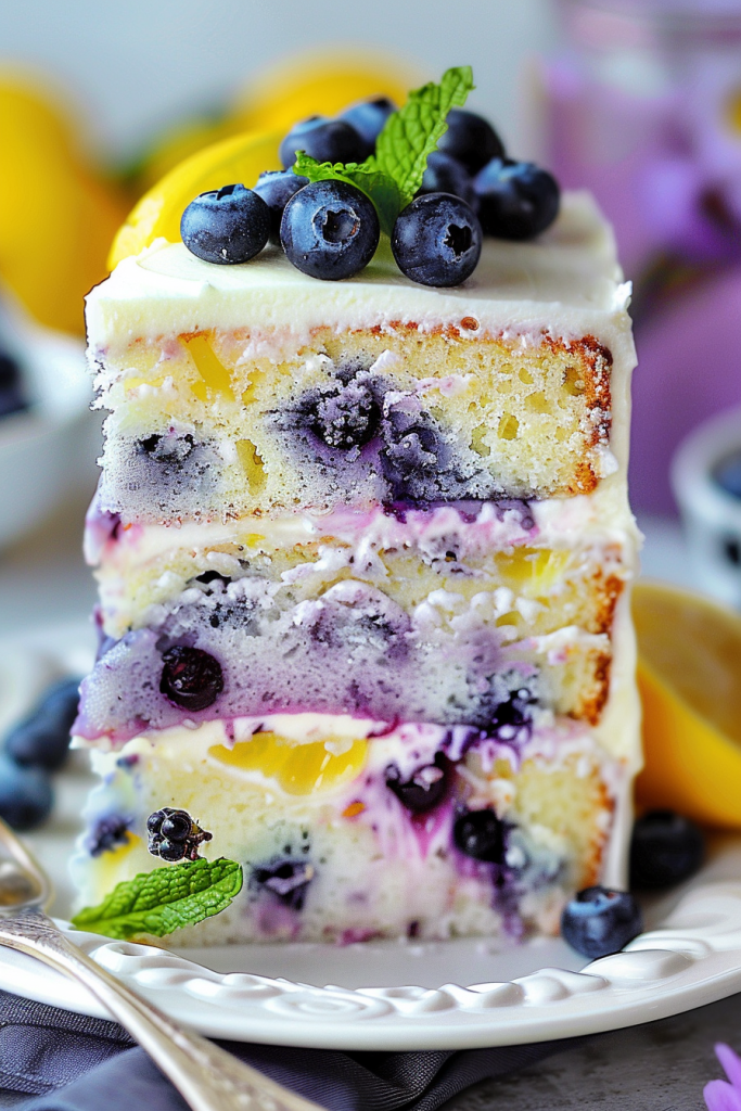 Serving Lemon Blueberry Cake