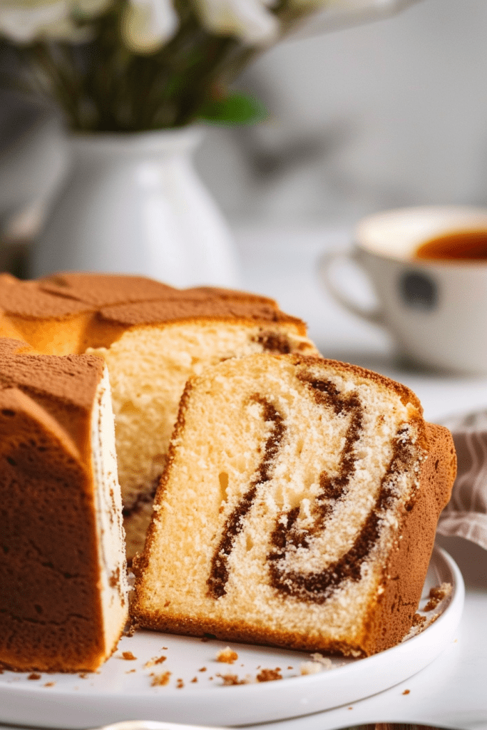 Serving Marble Chiffon Cake