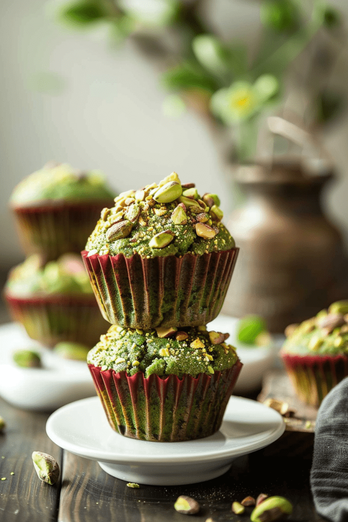 Serving Matcha Pistachio Muffins