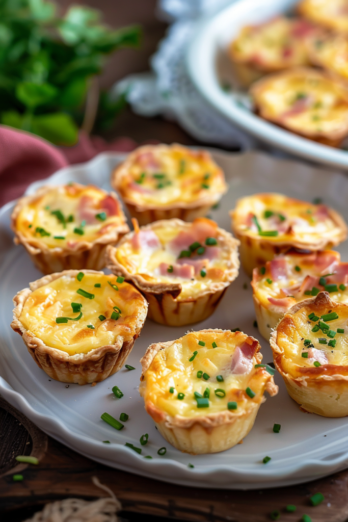 Serving Mini Ham and Cheese Quiche Cups