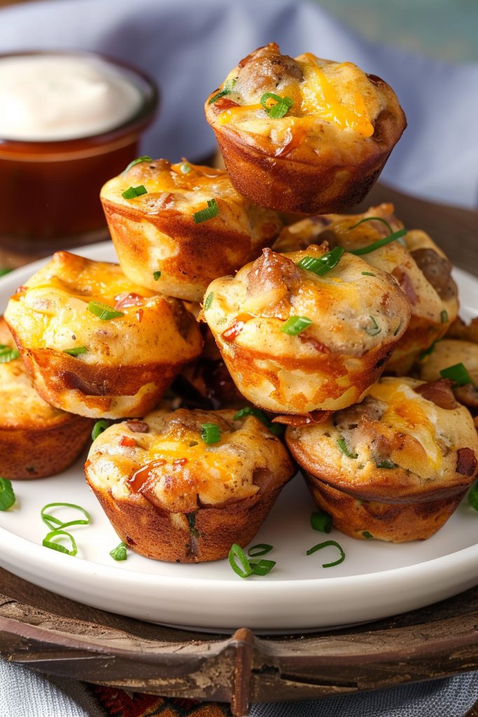 Serving Mini Sausage Pancake Muffins