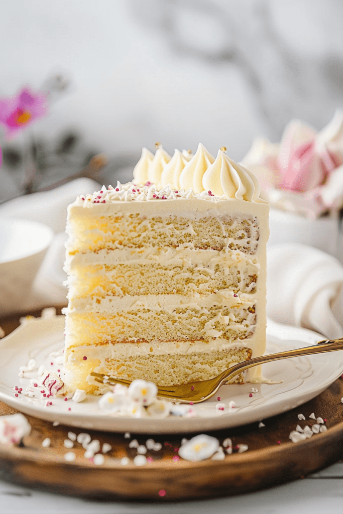 Serving Moist Vanilla Layer Cake