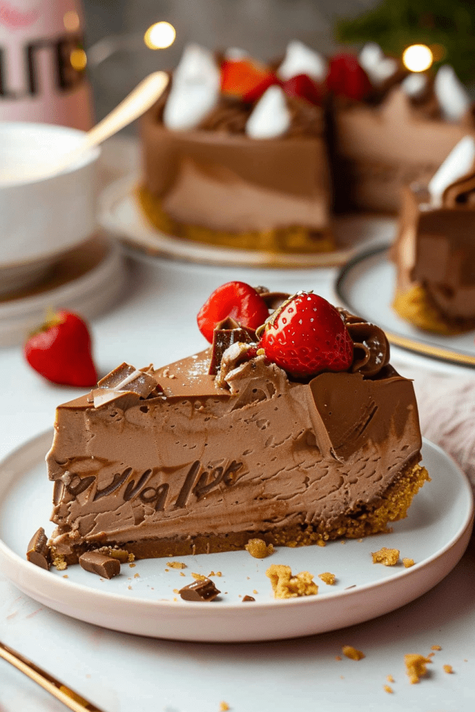 Serving No Bake Nutella Cheesecake