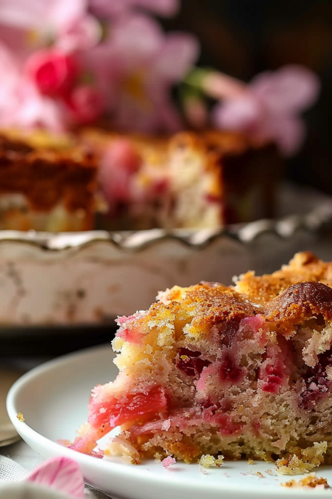 Serving Oma's Rhubarb Cake