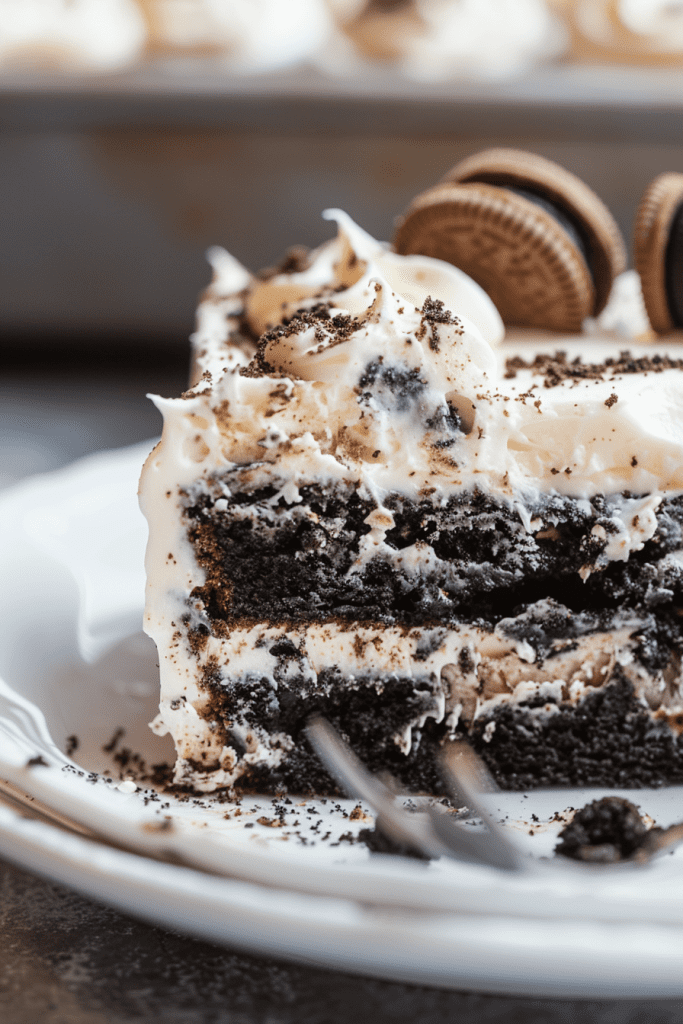 Serving Oreo Earthquake Cake