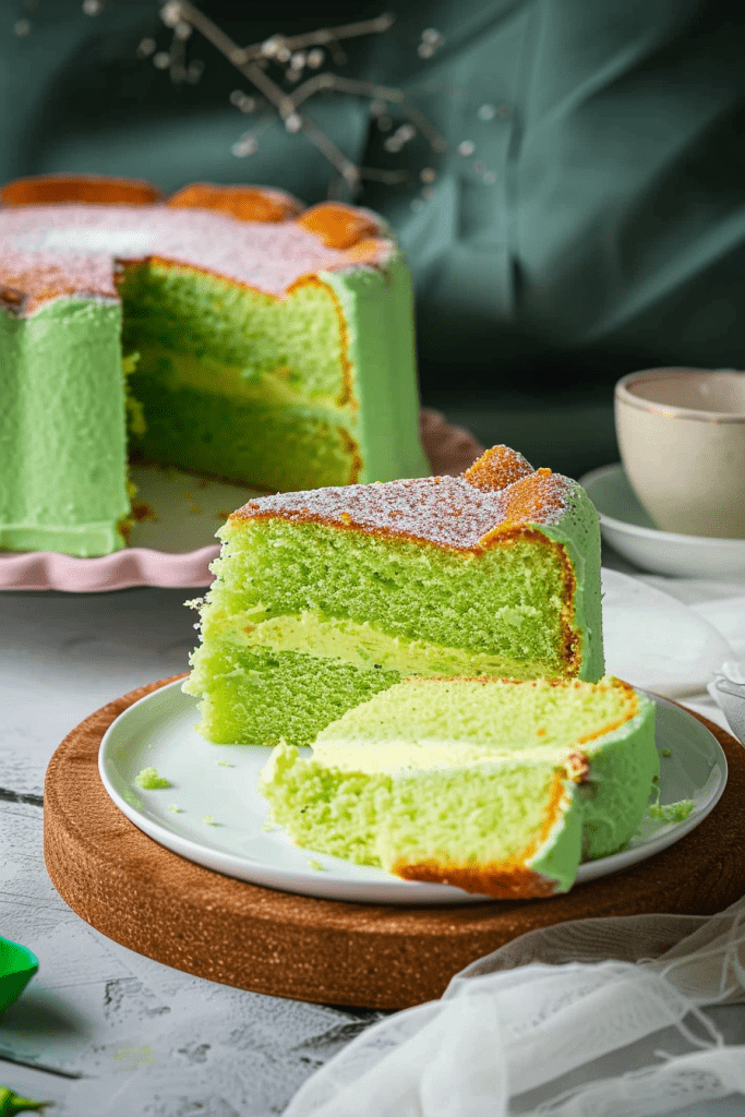 Serving Pandan Chiffon Cake