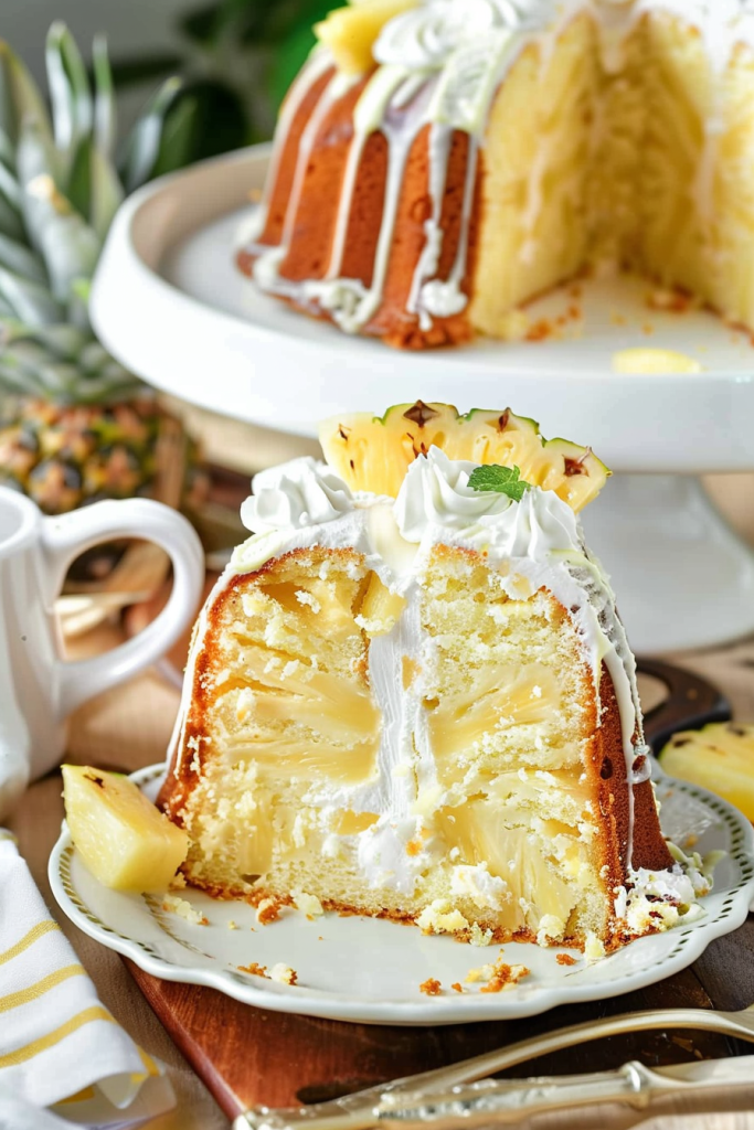 Serving Pina Colada Pineapple Pound Cake