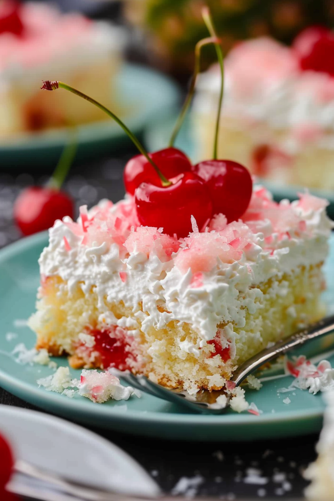 Serving Piña Colada Poke Cake