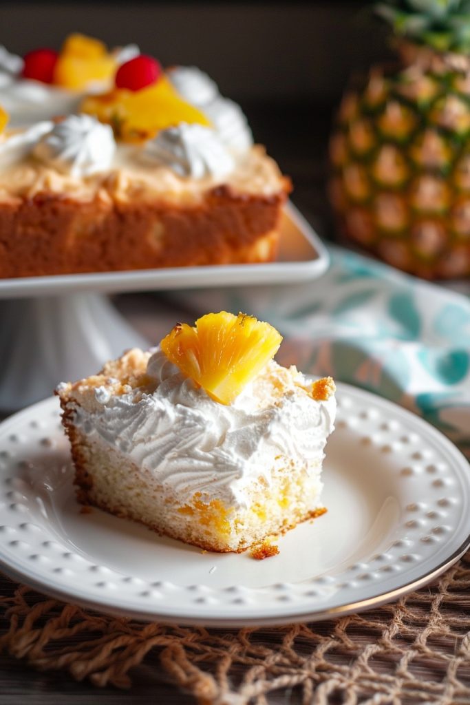 Serving Pineapple Angel Food Dump Cake