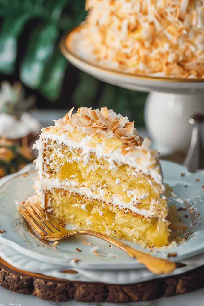 Serving Pineapple Coconut Cake