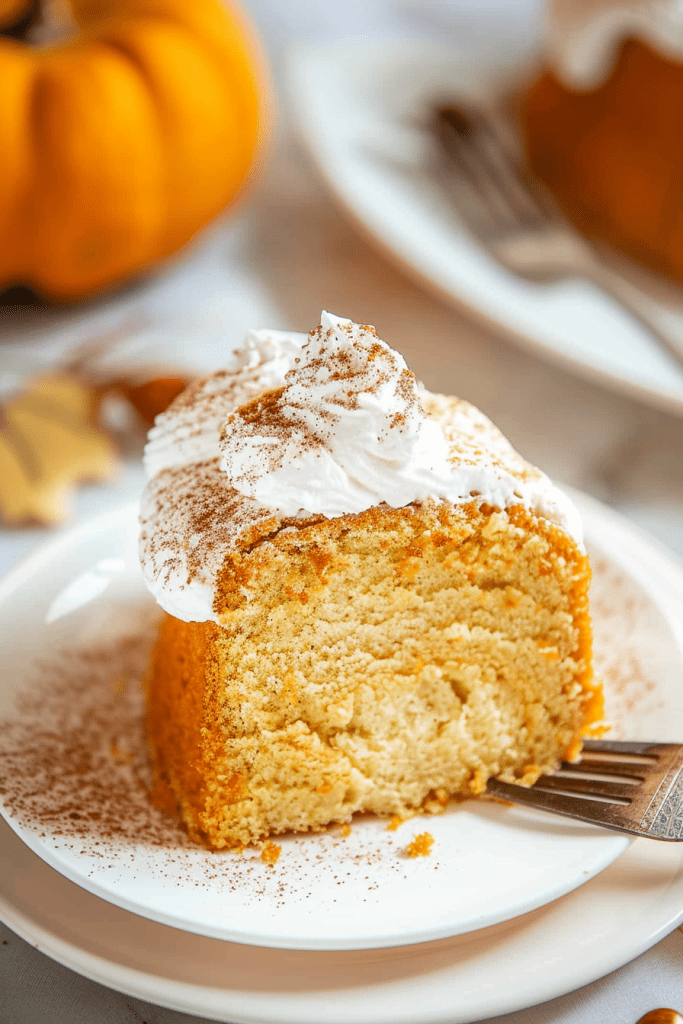 Serving Pumpkin Angel Food Cake