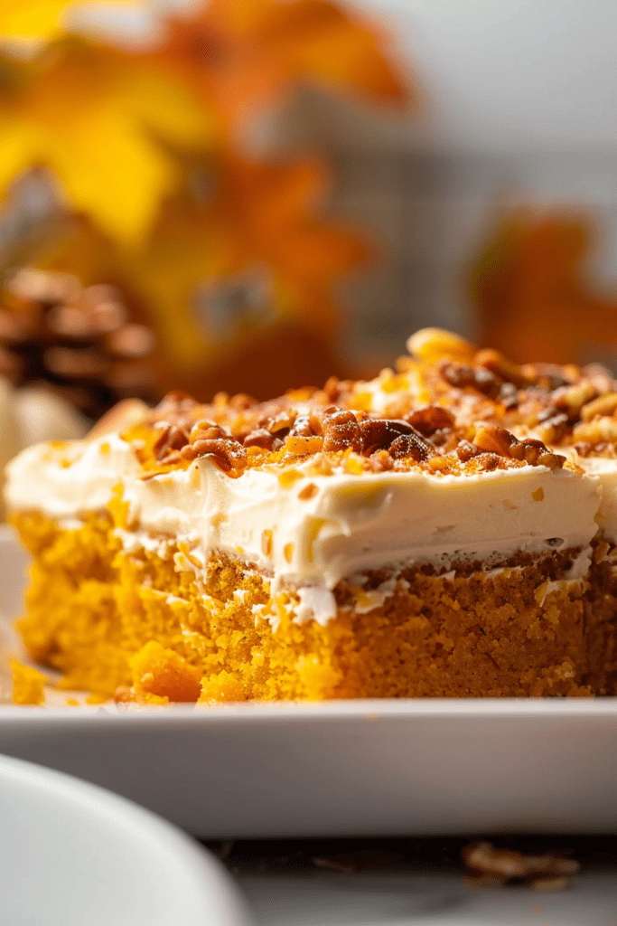 Serving Pumpkin Poke Cake