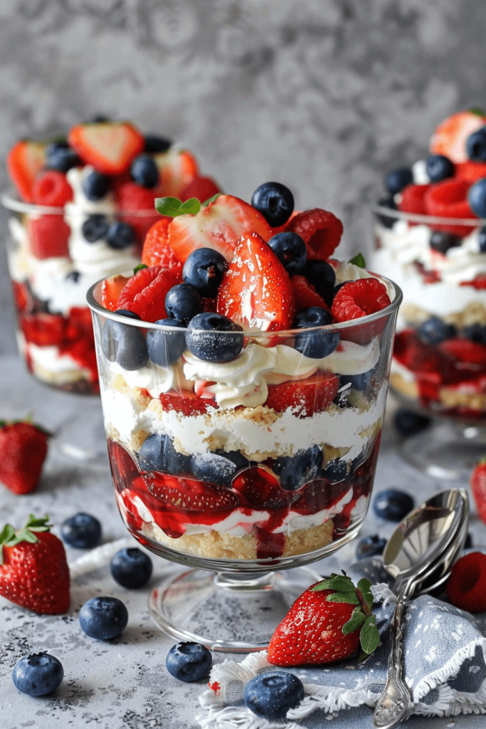 Serving Red White and Blue Mini Trifles