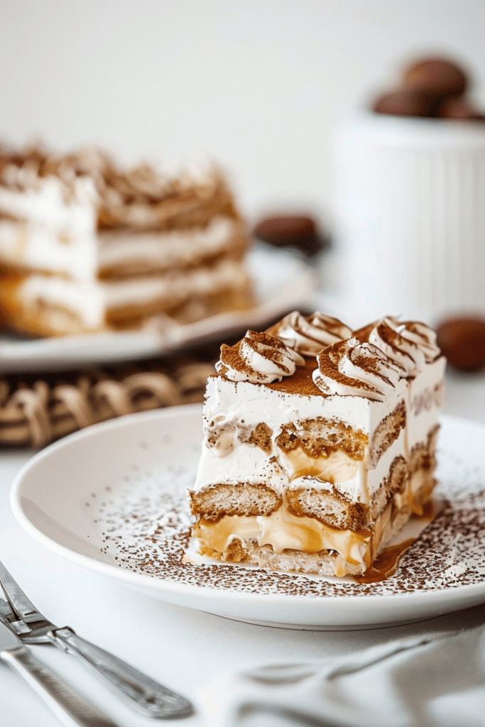 Serving Salted Caramel Tiramisu