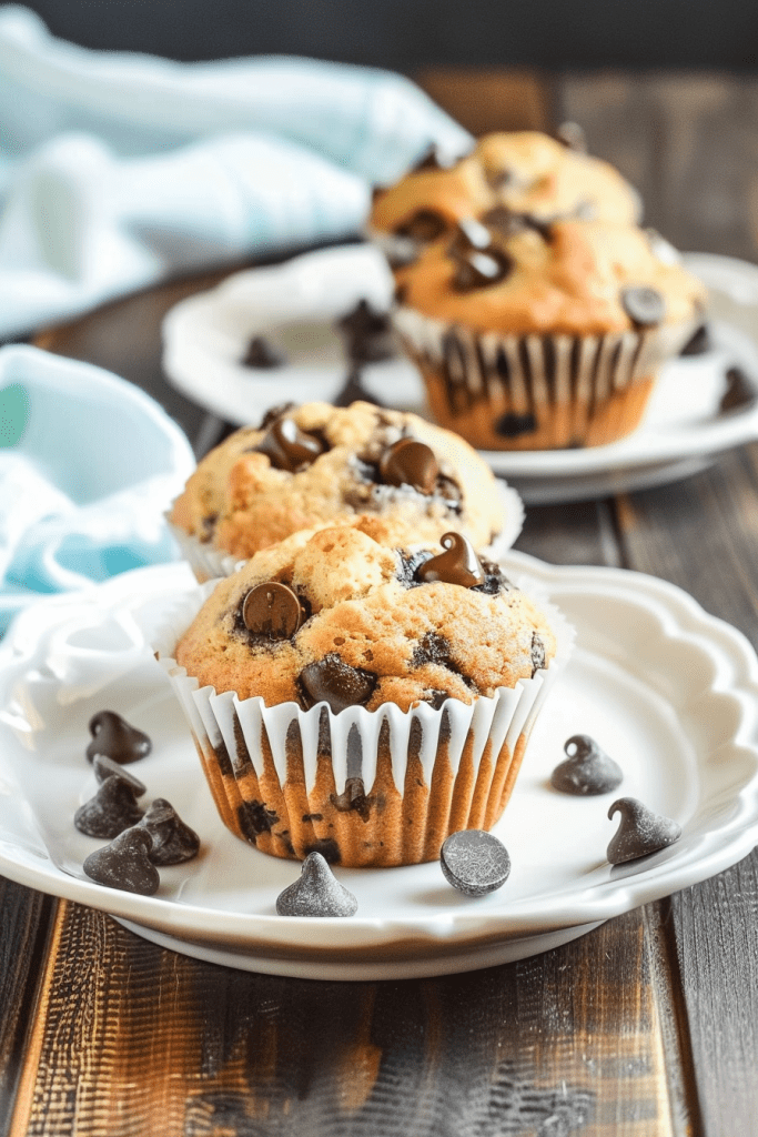 Serving Skinny Banana Chocolate Chip Muffins