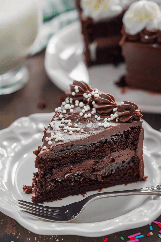 Serving Sour Cream Chocolate Cake