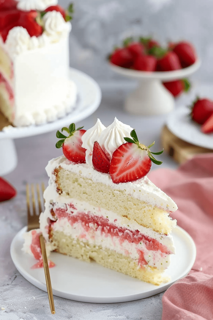 Serving Strawberry Mascarpone Cake