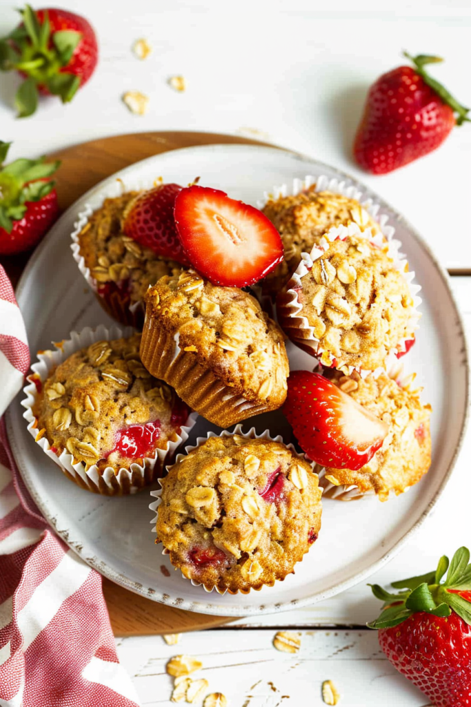 Serving Strawberry Oatmeal Muffins