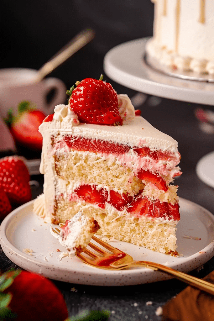 Serving Strawberry Vanilla Cake