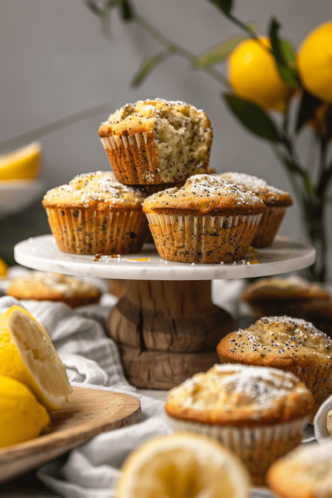 Serving Vegan Meyer Lemon Poppy Seed Muffins