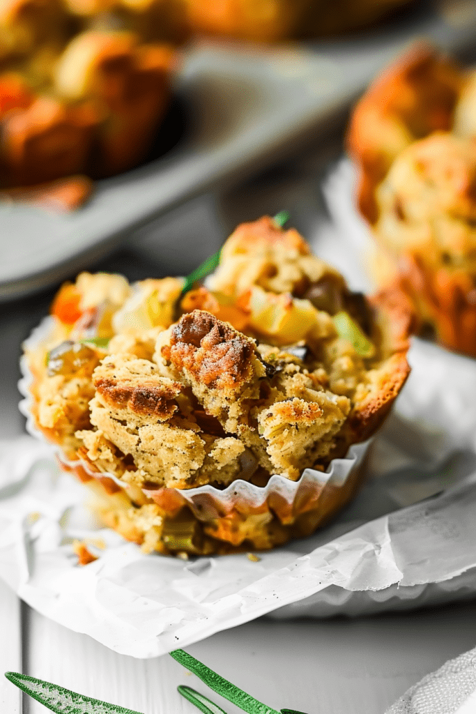 Serving Vegan Stuffing Muffins