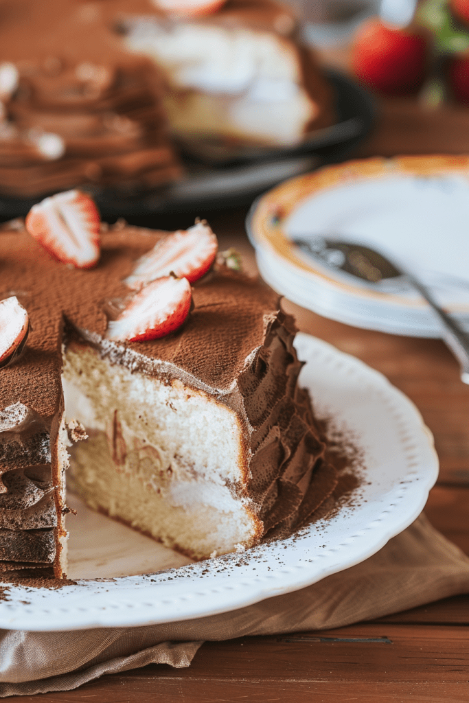 Storage Angel Food Cake with Whipped Chocolate Frosting