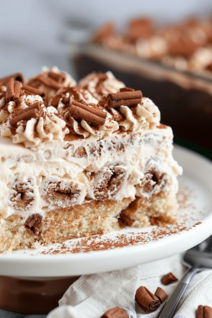 Storage Cinnamon Roll Poke Cake