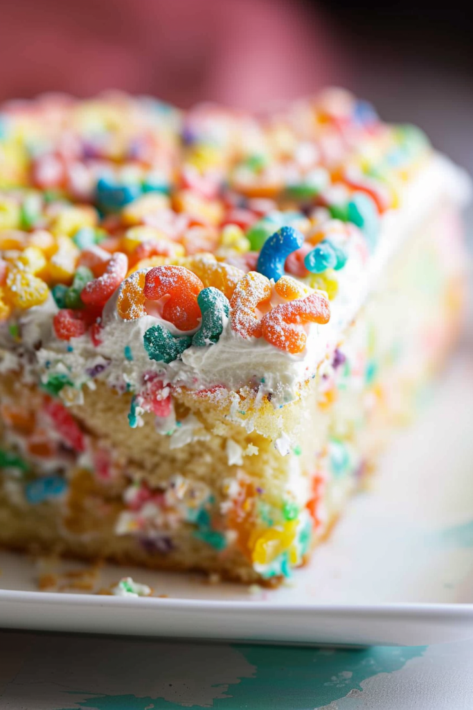 Storage Fruity Pebble Cereal Milk Poke Cake