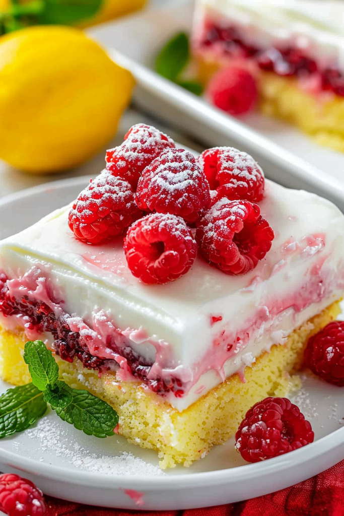 Storage Lemon Raspberry Poke Cake