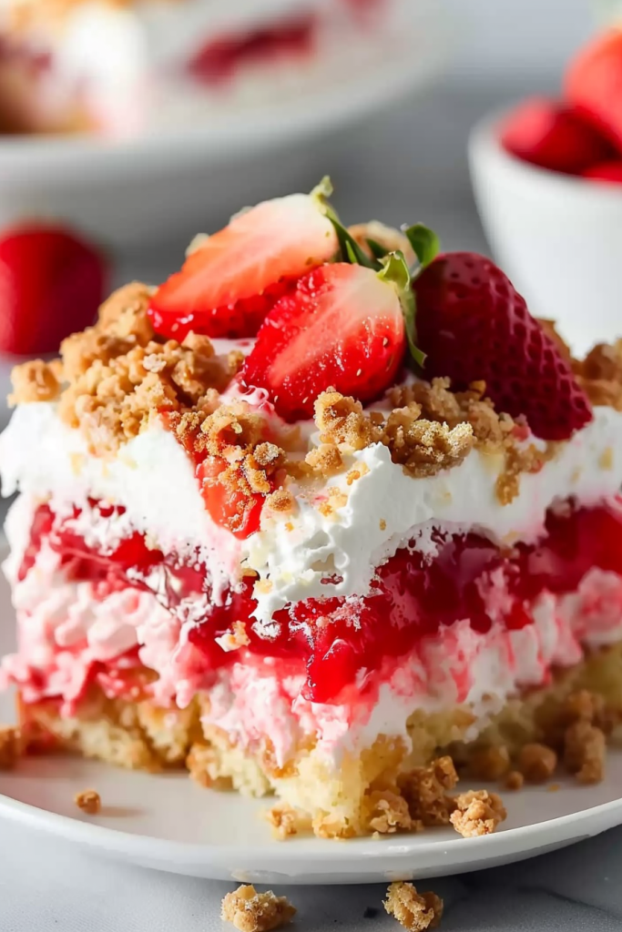 Storage Strawberry Crunch Poke Cake