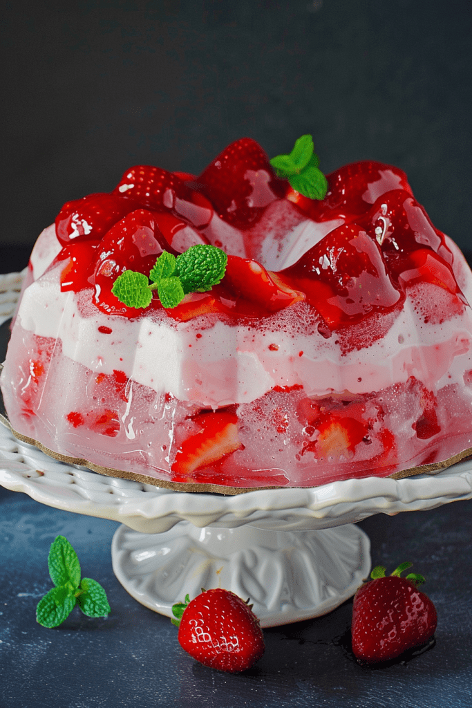 Storage Strawberry Jello Angel Food Cake Dessert