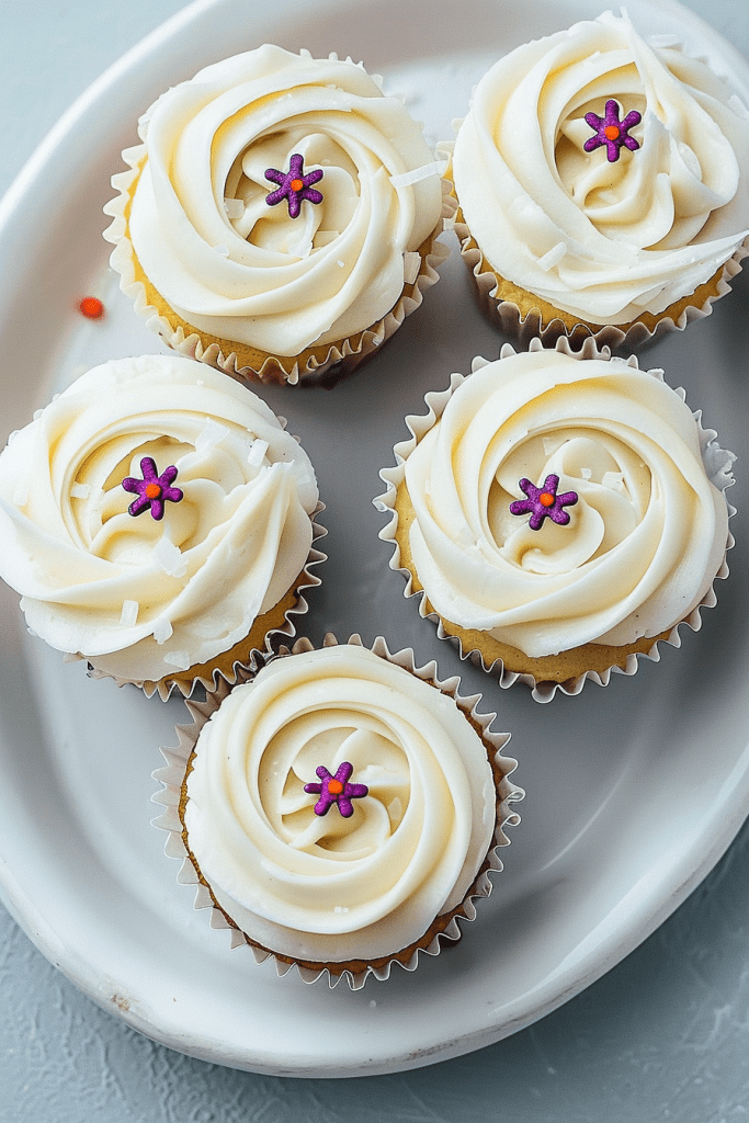 Storage Vanilla Bean White Velvet Cupcakes with Buttercream