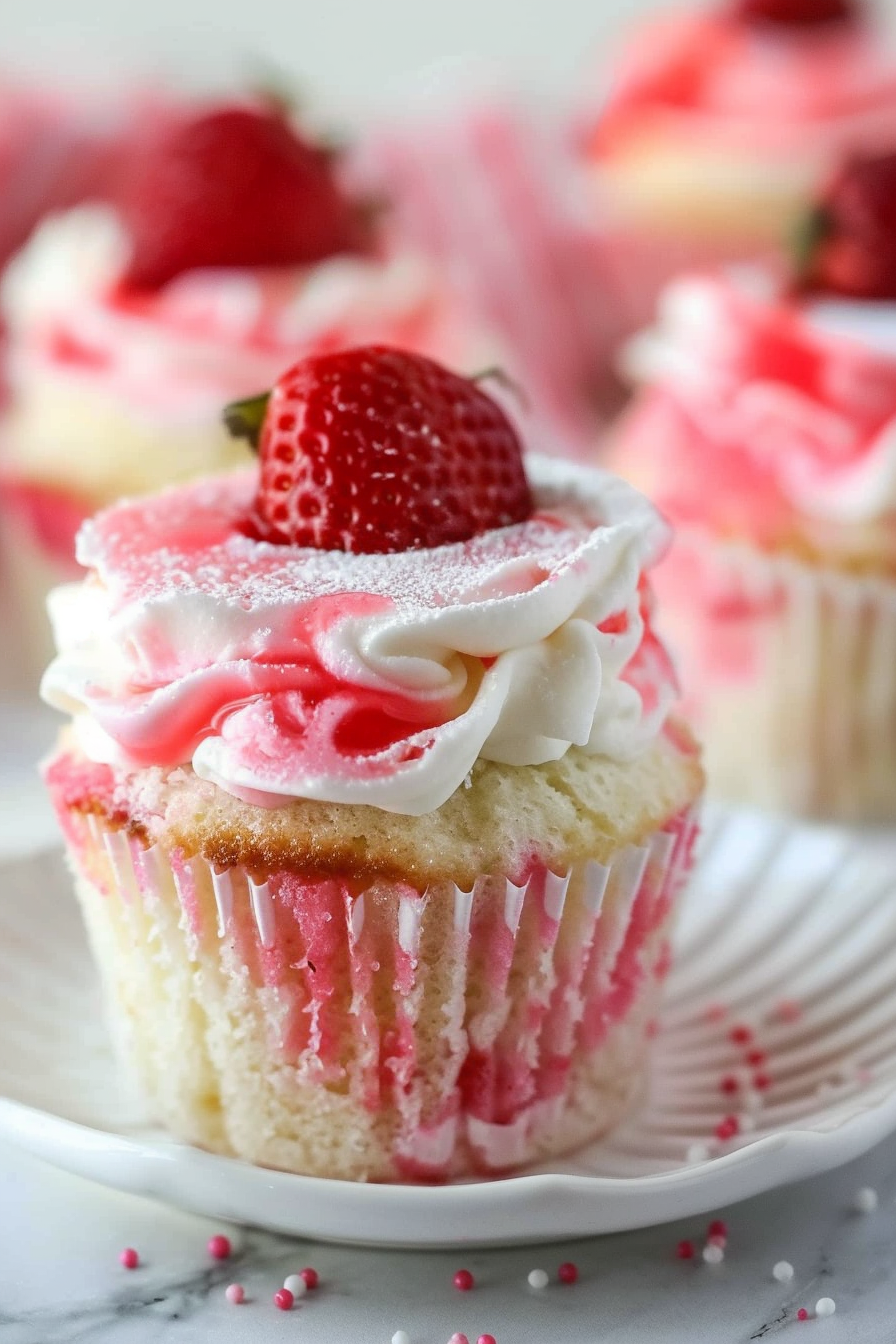 Strawberry Jell-O Poke Cupcakes Recipe