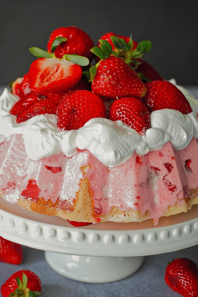 Strawberry Jello Angel Food Cake Dessert Recipe