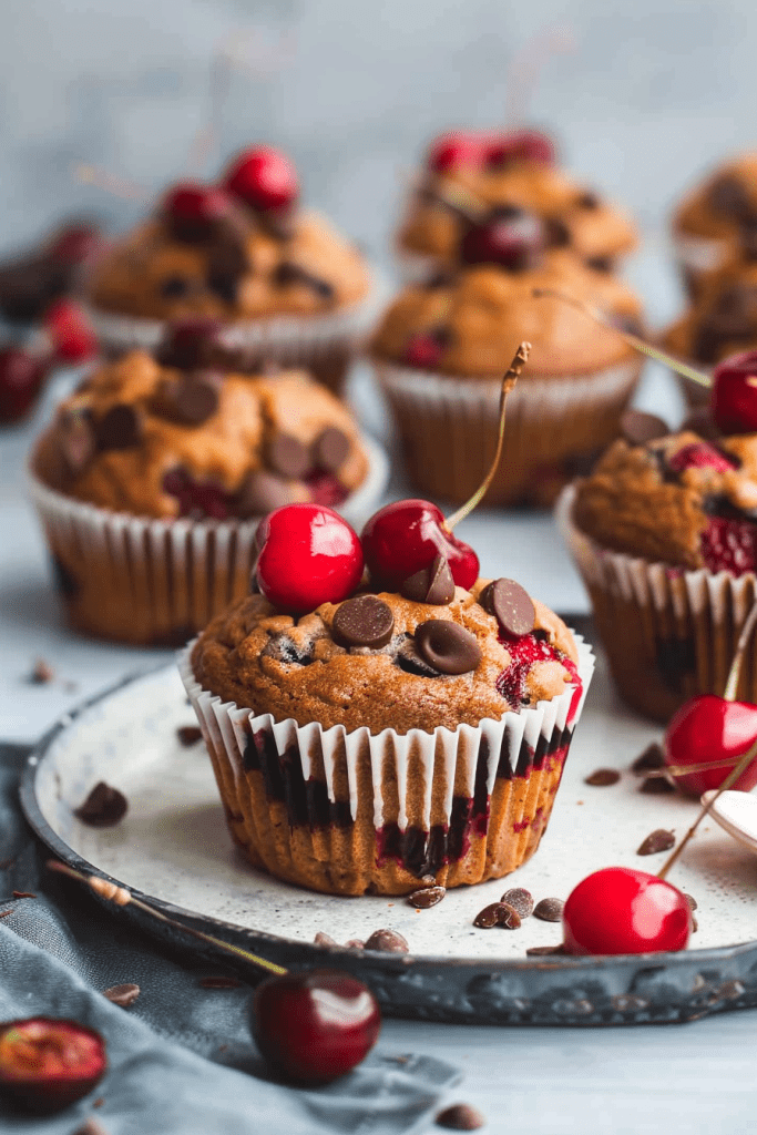 Vegan Cherry Dark Chocolate Chip Muffins