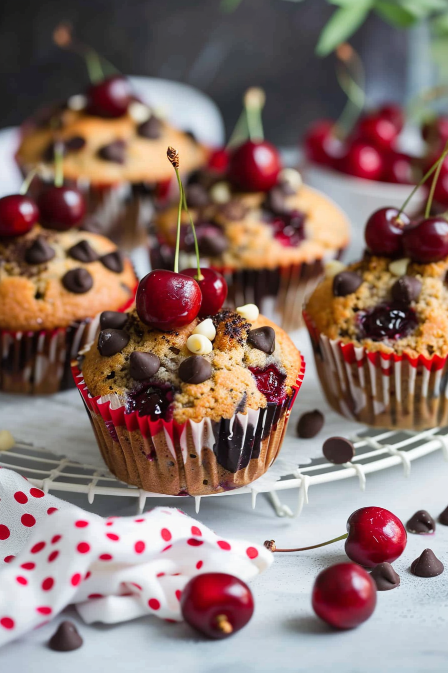 Vegan Cherry Dark Chocolate Chip Muffins Recipe