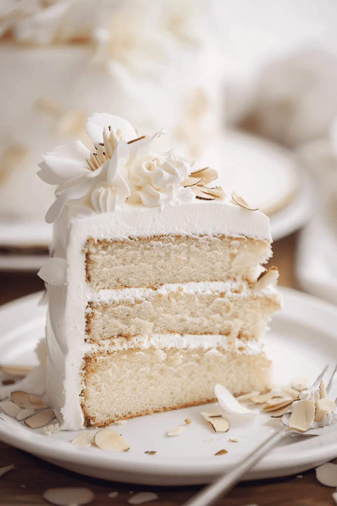 White Almond Wedding Cake