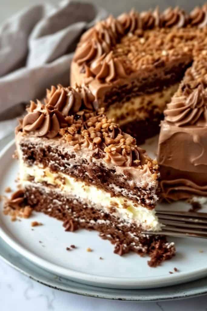 Assembling Chocolate Italian Cream Cake