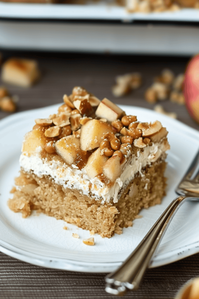 Assembling the Apple Butterscotch Snack Cake