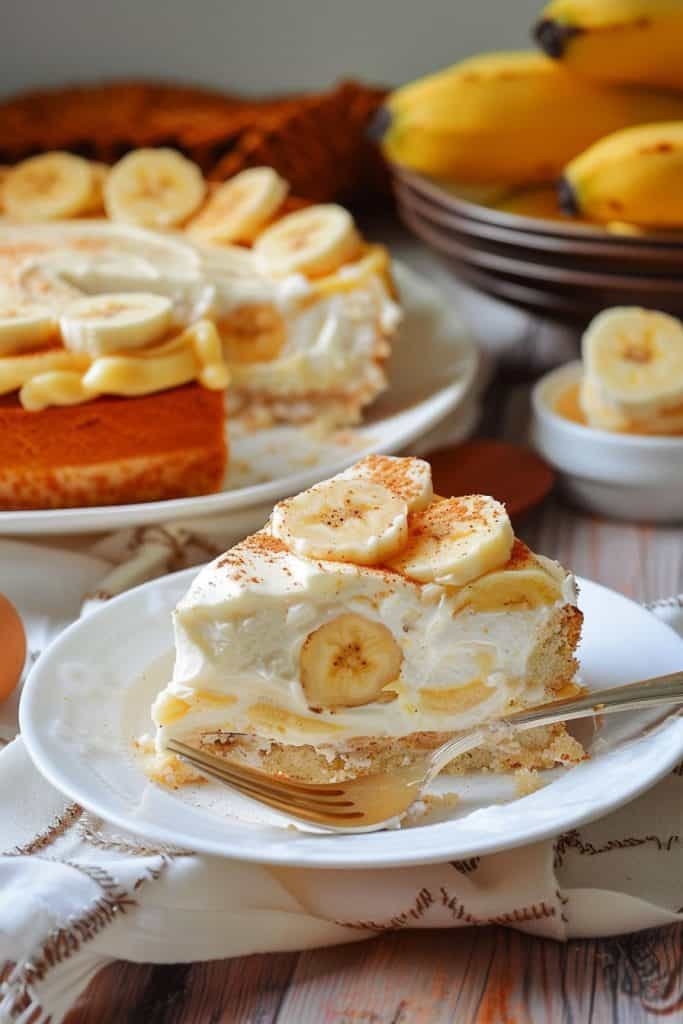 Assembling the Banana Pudding Cake