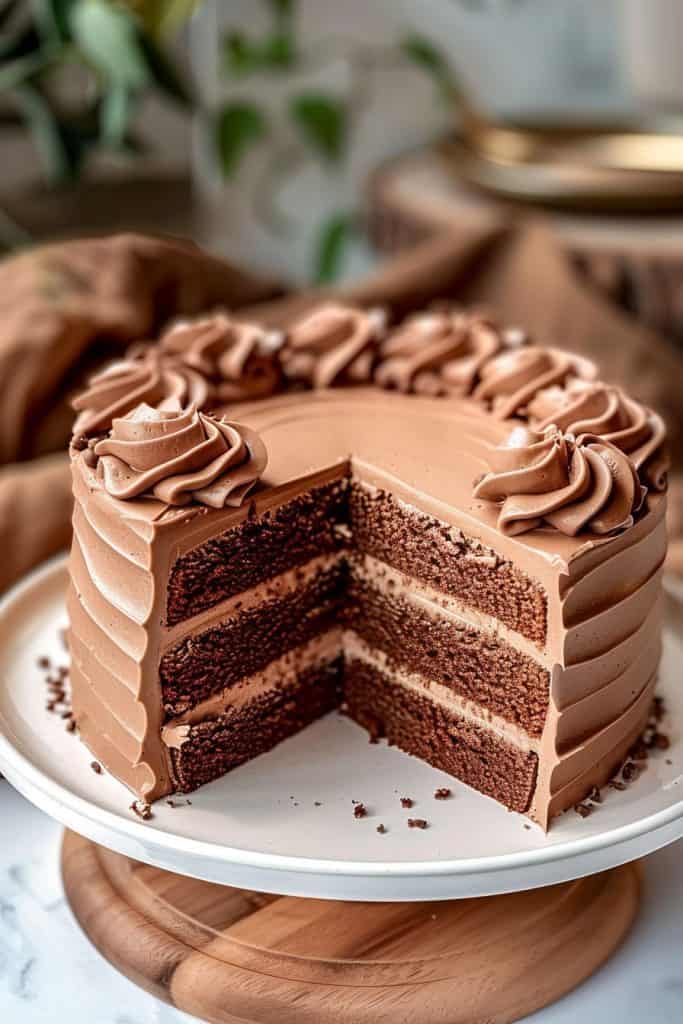 Assembling the Chocolate Cream Cake