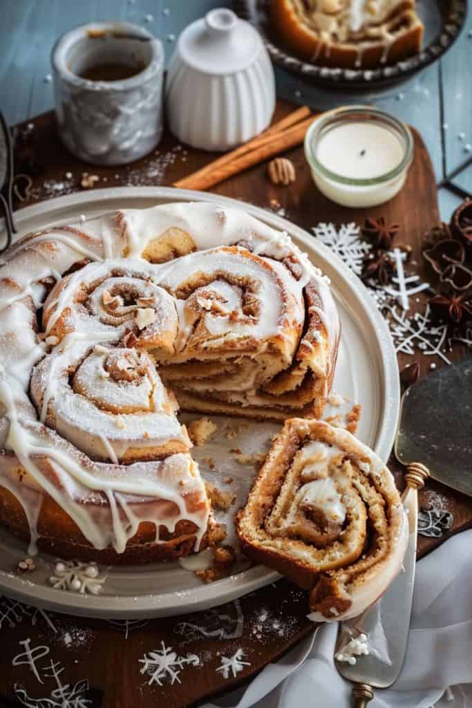 Assembling the Cinnamon Roll Cake